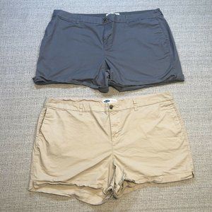 Set of 2 Old Navy Womens Shorts 24 Plus Khaki Navy